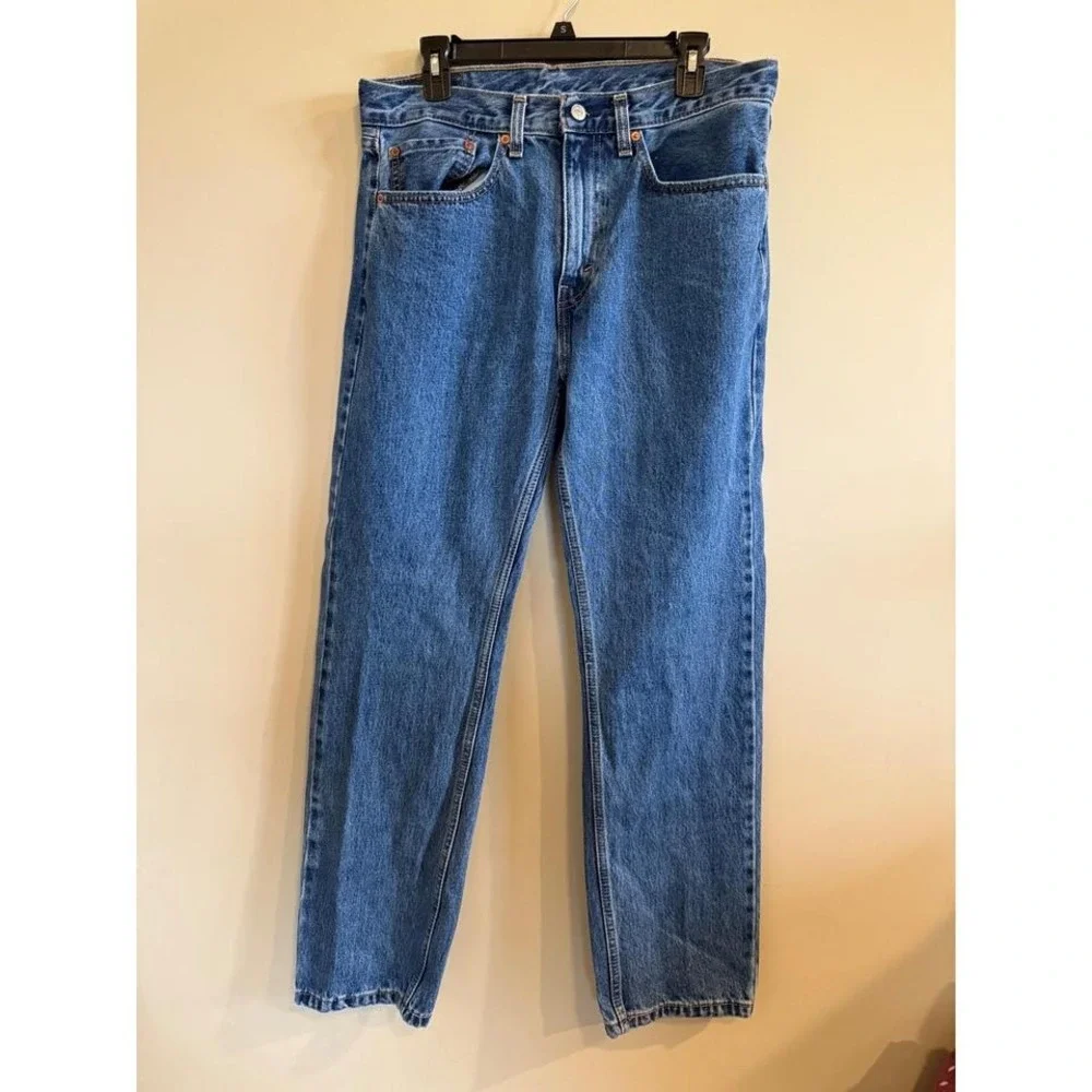 Levi Strauss 505 Mens Blue Denim Jeans W34 L32 Classic Straight Leg - Picture 1 of 5